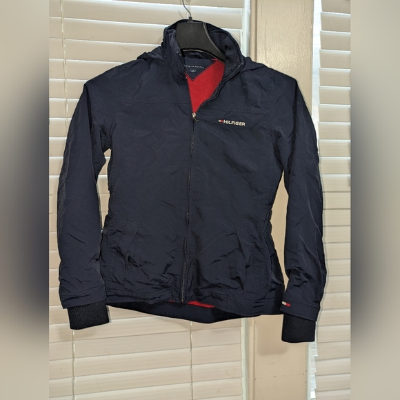 Tommy Hilfiger Womens Petite Navy Yacht Jacket with Stand-Up Collar EUC Size SP - Picture 1 of 10